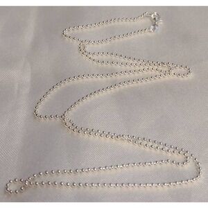 Sterling Silver 925 Plated 24 Inch Ball Chain Necklace New Thin 1/16th" Lobster